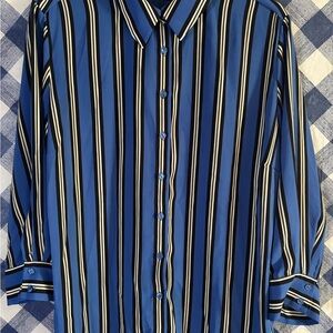 Fashion Nova Blue Striped Button Down Shirt